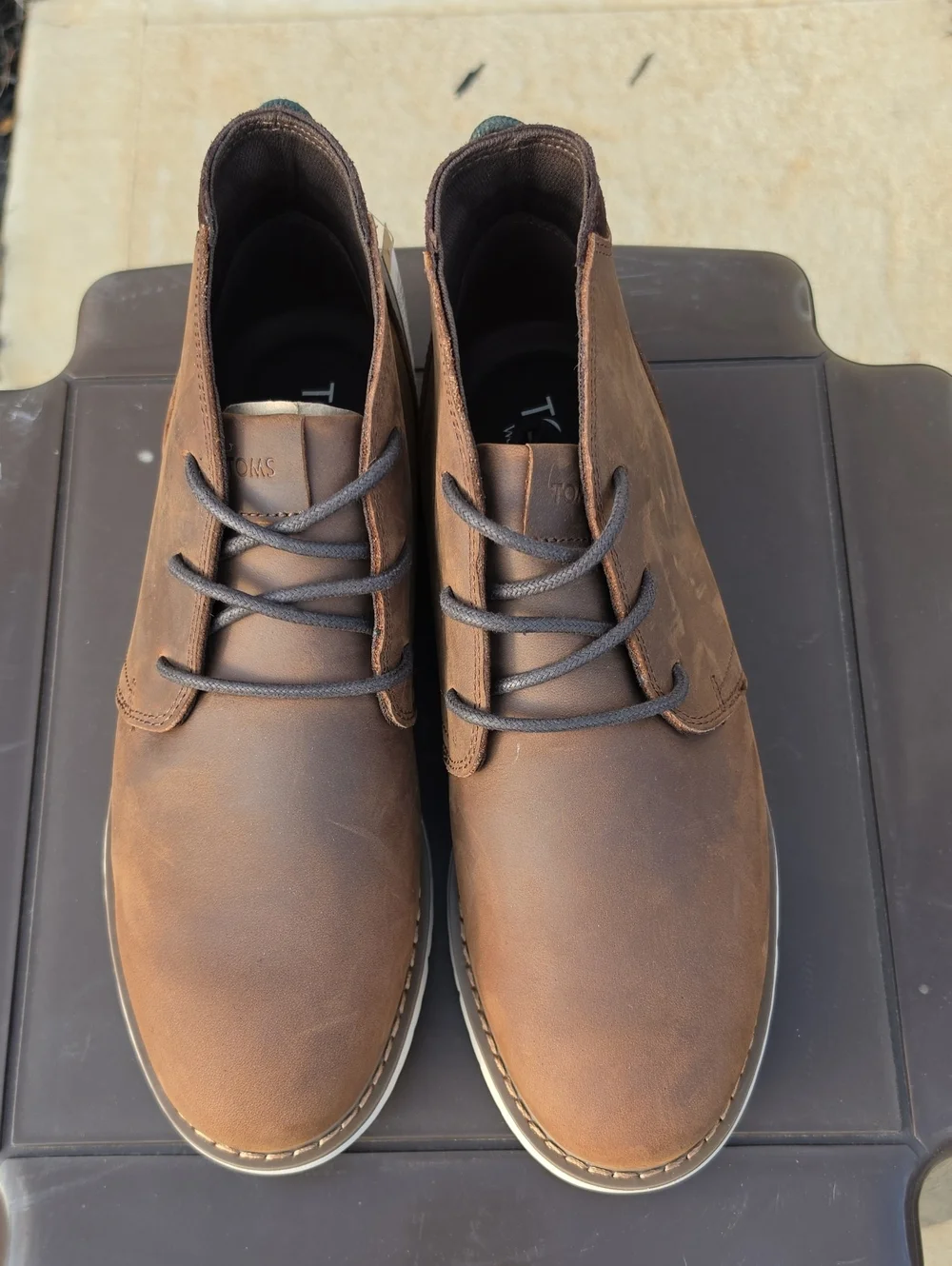 TOMS Navi Men's Chukka Boot Size 9.5 Water Resistant Topaz Brown Leather NWT
